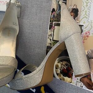 Elegant Silver Glitter Heels